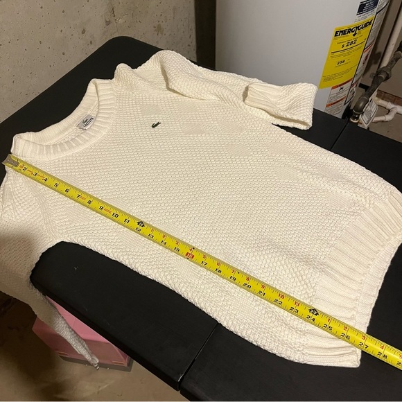 Lacoste Womens Cotton Embroidered Logo Detail Tight-Knit Sweater Cream Size 38 - Picture 10 of 10